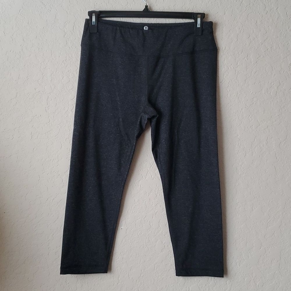 90 Degree by Reflex Cropped Leggings XL Gray Heathered Capri Workout Pants